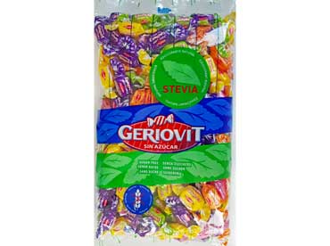 Ingrediënten: maltitolsiroop, isomalt, gehydrogeneerd pantaardig vet (palm) gehydrolyseerd collageen, zuurteregelaar, citroenzuur, aroma's emulgator E471, 
						zoetstof steviaglycosiden. gewicht 1kg. Koel en droog bewaren. Overmatig gebruik kan een laxerende werking veroorzaken.