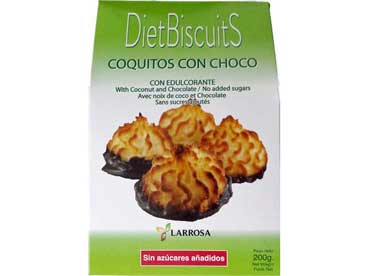 Rochers chocolat noix de coco. Sans sucres ajoutes. Contient des sucres naturellement presents. Aved 
						edulcorant. Ingredients: noix de coco 45%, maltitol, oeuf, glacage vegetal au chocolat au maltitol de cacao 13%, (graisse vegetale 
						hydrogenee de palme, cacao semi-degriasse en poudre, maltitol, beurre de cacao 3%, acesulfame K, lecithine de soja IP et vanilline), 
						fecule de pomme de terre, et arome au nois de coco. Rochers dans un emballage separes.