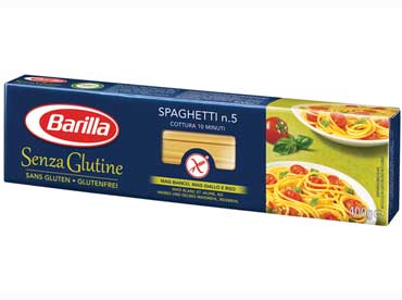 Barilla pasta spaghetti zonder gluten. Ingredienten. Wit maismeel (65%), geel maïsmeel (29,5%), rijstmeel (5%), water, emulgator 
						(mono- en diglyceriden van vetzuren).
