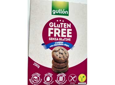 Mini chips sin gluten koekjes zonder gluten. Ingredienten: Chocoladechips 25% (suiker, cacaopasta, cacaoboter, emulgator (soja lecithine), Maismeel, zonnebloemolie  met 
						een hoog oliezuurgehalte 16%, suiker, maiszetmeel, glucosesiroop fructosesiroop, cacaopoeder 4%, rijsmiddel (natriumzuurcarbonaat, ammoniumzuurcarbonaat), zout, emulgator (soja lecithine). zonder gluten.
						Kan sporen van melk bevatten. Bewaren op een koele en droge plaats. Beschermen tegen het zonlicht. Eenmaal geopend bewaren in dezelfde omstandigheden.