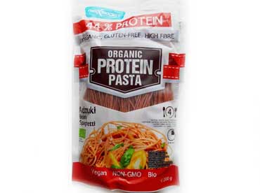 Protein Pasta Spaghetti Adzuki Bean. Cette variante de pâtes de Max Sport contient jusqu'à 44% de protéines. Préparez-vous en un instant en ajoutant une cheville
						eau chaude. Ingrédients: Fettuccine, soja vert (issu de l'agriculture biologique).