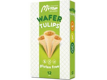 No Frumens : cornets de glace sans gluten. Ingrédients : Amidon de riz, farine de riz, huile de noix de coco, lécithine de soja, sucre, bicarbonate de sodium, 
						gomme de guar, sel. Allergènes: soja.